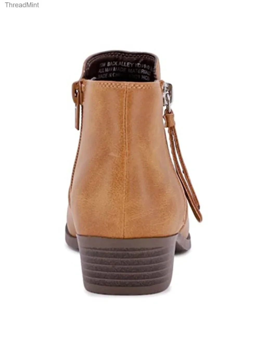 Girls Water Resistant Ankle Boots Faux Leather Low Heel Zip